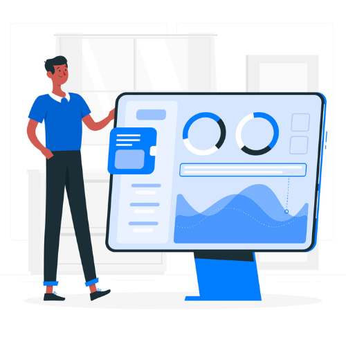 Een man die kijkt naar zijn website statistieken voor Google